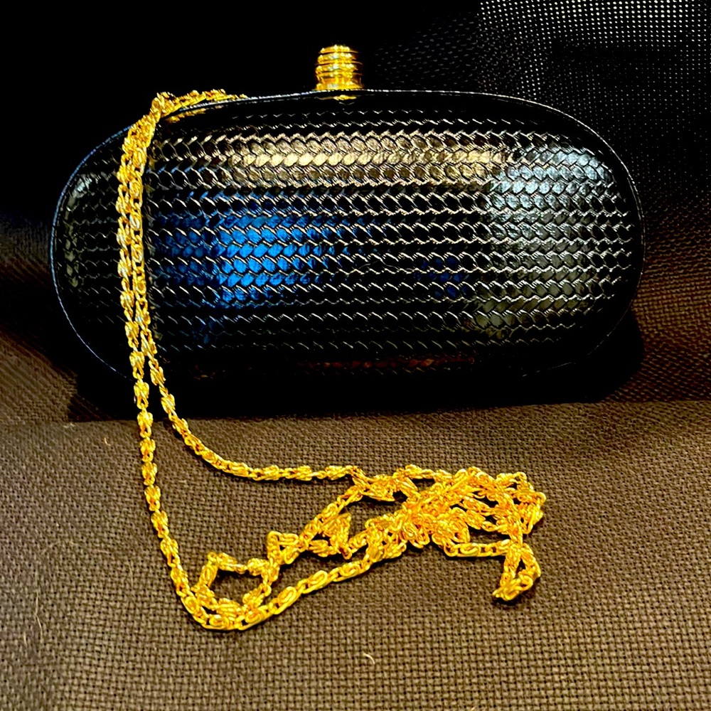 Black leather clutch